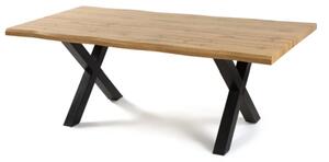 Jedálenský stôl svetlé drevo, kovové nohy, 180 x 90 cm