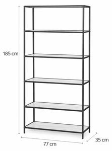 Kovový regál s policami v dekore dreva 77x185x35 cm