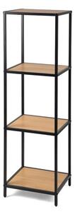Kovový regál s policami v dekore dreva 120x37x35 cm