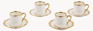 Porcelánové šálky na espresso's podšálkami Golden, 8 ks