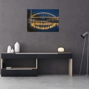 Sklenený obraz mosta s fontánou (70x50 cm)