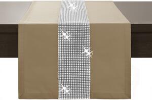 Behúň na stôl Glamour so zirkónmi mokka Farba Mokka Rozmery 40x110 cm