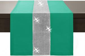 Behúň na stôl Glamour so zirkónmi morský Farba Zelená Rozmery 40x110 cm