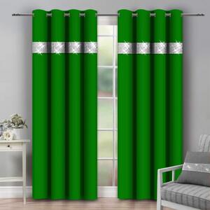 Záves na kruhoch so zirkónmi 140x250 cm zelený Farba Zelená Rozmery 140x250 cm