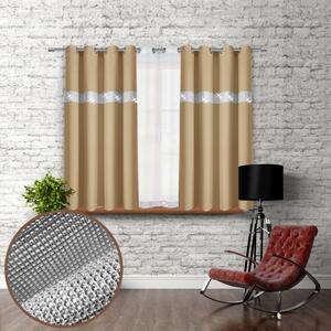 Záves na kruhoch so zirkónmi 140x160 cm béžový Farba Béžová Rozmery 140x160 cm