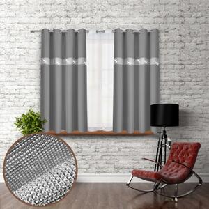 Záves na kruhoch so zirkónmi 140x160 cm tmavošedý Farba Šedá Rozmery 140x160 cm