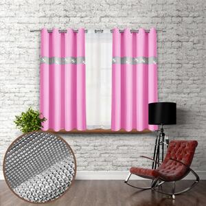 Záves na kruhoch so zirkónmi 140x160 cm svetloružový Farba Ružová Rozmery 140x160 cm