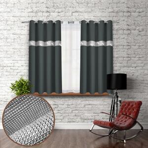 Záves na kruhoch so zirkónmi 140x160 cm grafitový Farba Grafitová Rozmery 140x160 cm