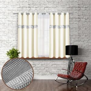 Záves na kruhoch so zirkónmi 140x160 cm krémový Farba Krémová Rozmery 140x160 cm