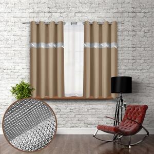 Záves na kruhoch so zirkónmi 140x160 cm mokka Farba Mokka Rozmery 140x160 cm
