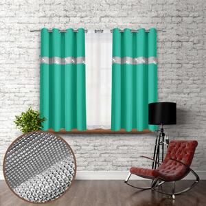 Záves na kruhoch so zirkónmi 140x160 cm morský Farba Zelená Rozmery 140x160 cm
