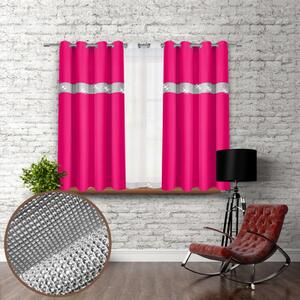 Záves na kruhoch so zirkónmi 140x160 cm tmavoružový Farba Ružová Rozmery 140x160 cm
