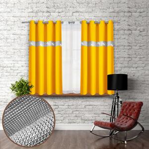 Záves na kruhoch so zirkónmi 140x160 cm žltý Farba Žltá Rozmery 140x160 cm