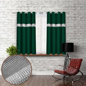 Záves na kruhoch so zirkónmi 140x160 cm tmavozelený Farba Zelená Rozmery 140x160 cm