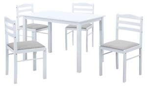 Kondela Jedálenský set 1+4, biela/béžovosivá, SOMIN