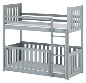 Poschodová posteľ so zábranami DANIKA - 90x190, šedá