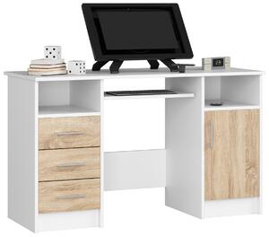 Ak furniture Volně stojící psací stůl Ana 124 cm bílý/dub sonoma