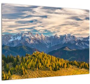 Sklenený obraz - horská panorama (70x50 cm)