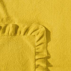 Mäkká horčicová deka DOLLY s ozdobným volánom 150x200 cm