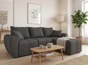 Rozkladacia obojstranná sedacia súprava do L SEVIO 246x145 cm, tmavosivá + 2 vankúšiky ZDARMA