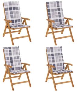 Sklápacie záhradné stoličky a podložky 4 ks tíkový masív