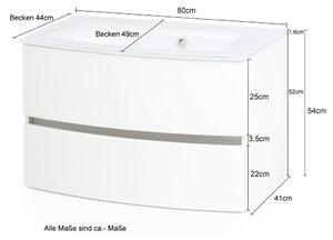 SKRINKA S UMÝVADLOM, biela, biela, 80 cm Held - Kúpeľňové skrinky, Online Only