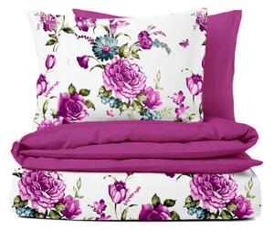 Ervi bavlnené obliečky - Fialové kvety/fuchsia