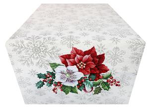 Vianočný gobelínový behúň na stôl s motívom vianočných kvetov Farba Viacfarebná Rozmery 45x140 cm