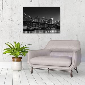 Sklenený obraz Brooklyn mosta v New Yorku (70x50 cm)