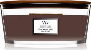 Woodwick Stone Washed Suede vonná sviečka s dreveným knotom (hearthwick) 453 g