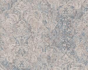 Ornamentová tapeta v kvetinovom vintage štýle - béžová, modrá 38093-1 - tapety do spálne