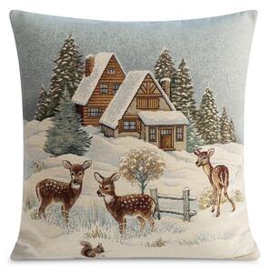 Dekorstudio Gobelínová obliečka na vankúš s vianočným motívom 45x45cm - prírodná