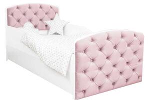 DIP-MAR Detská posteľ s čalúnením a šuplíkom QUEEN ružová 80x160 cm