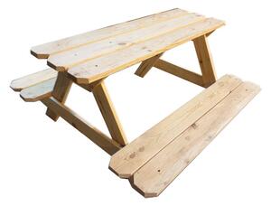 DIP-MAR Detský drevený stôl s lavičkami 90x90 cm borovice