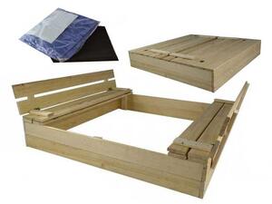 DIP-MAR drevené pieskovisko s lavičkou borovica prírodné 120x120 cm