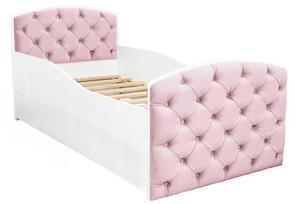 DIP-MAR Detská posteľ s čalúnením a šuplíkom QUEEN ružová 80x160 cm