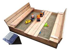 DIP-MAR drevené pieskovisko s lavičkami borovice impregnované 160x160 cm