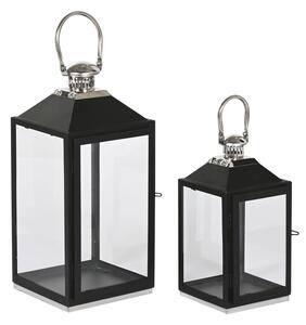 Lampa Home ESPRIT Čierna Striebristý Sklo Oceľ 18 x 18 x 41 cm (2 Kusy)