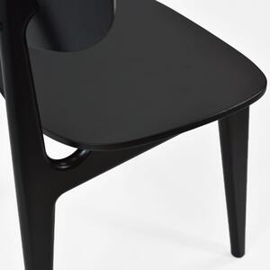 LOLA - Čierna Stolička s dreveným sedadlom