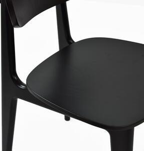 LOLA - Čierna Stolička s dreveným sedadlom