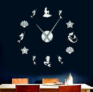 Sentop - Zrkadlové nástenné hodiny fantázia morská panna aj silver SZ068