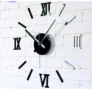 Stylesa Moderné nalepovacie hodiny na stenu rímske čísla čierne Fi 45 cm ROMANK IA192B