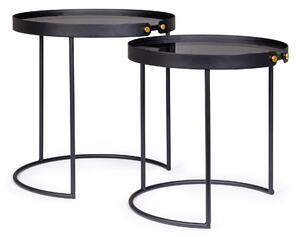 MUZZA Súprava dvoch konferenčných stolíkov Zeyna Ø43 a Ø48,5 cm čierna