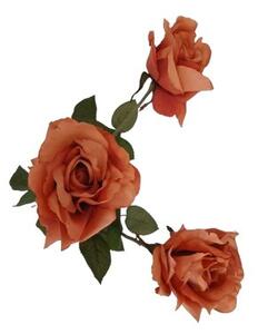 Umelá kvetina Ruža oranžová, 74 cm, 3 ks