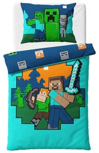 TipTrade Bavlnené obliečky 140x200 + 70x90 cm - Minecraft Alex a Steve