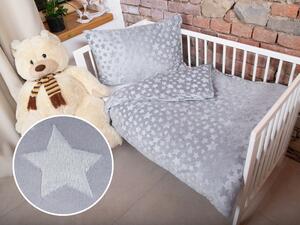 Biante Detské posteľné obliečky do postieľky hladké MKH-004 Hviezdičky - Sivé Do postieľky 90x130 a 40x60 cm