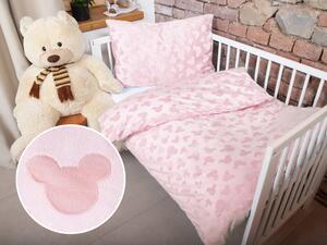 Biante Detské posteľné obliečky do postieľky hladké MKH-002 Mickey - Púdrovo ružové Do postieľky 90x120 a 40x60 cm