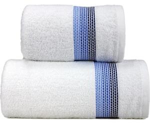 GRENO OMBRE biely-granát, bavlnené uteráky a osušky bielo-modrá Bavlna 50x90 cm