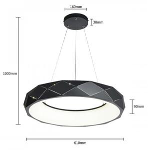 LED luster na lanku REUS LED/36W/230V 4000K pr. 61 cm čierna