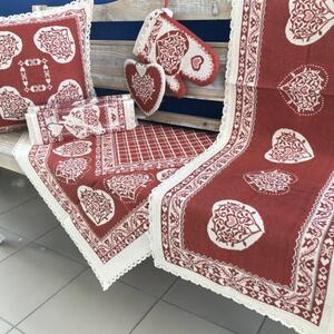 TEXICOP Gobelínové obrusy s krajkou - Y1401 červené Bavlna/ľan 4ks 30x40 cm prestieranie